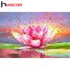 HUACAN Full Drill DIY Diamond Painting Cross Stitch Lotus Flower Mosaic Kits Embroidery Scenery Needlework Craft
