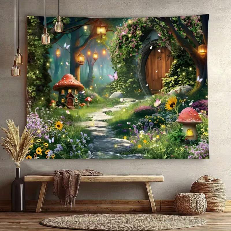 2D Фотофон «Волшебный Лес: Грибной Домик» для Фотосессии Малышей