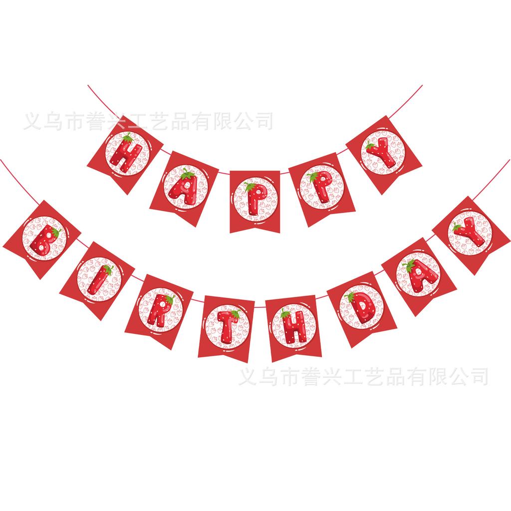 Spot Birthday Party Flag Summer Fruit Lemon Watermelon Ice Cream Decoration Flag Party Decoration Banner