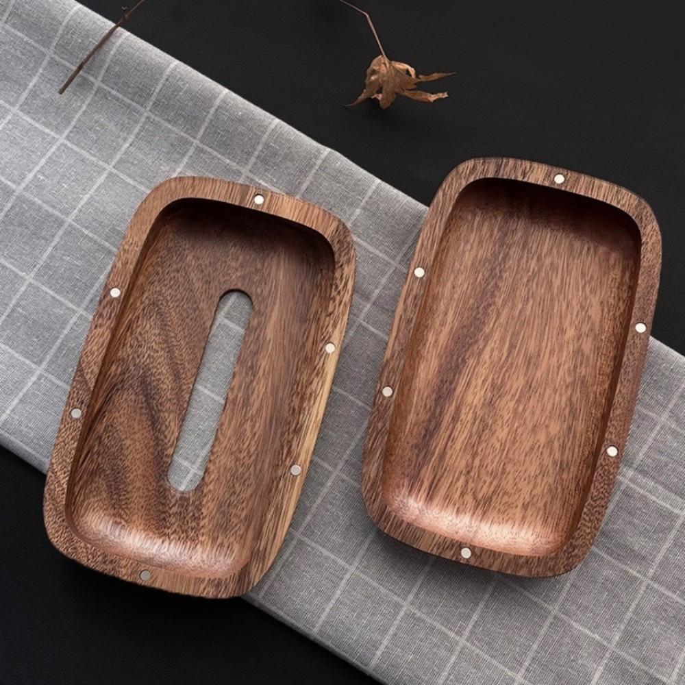 Vintage Tissue Dispenser Smooth-surfaced Tissue Paper Holder Modern Walnut Tissue Box  Bath Room
