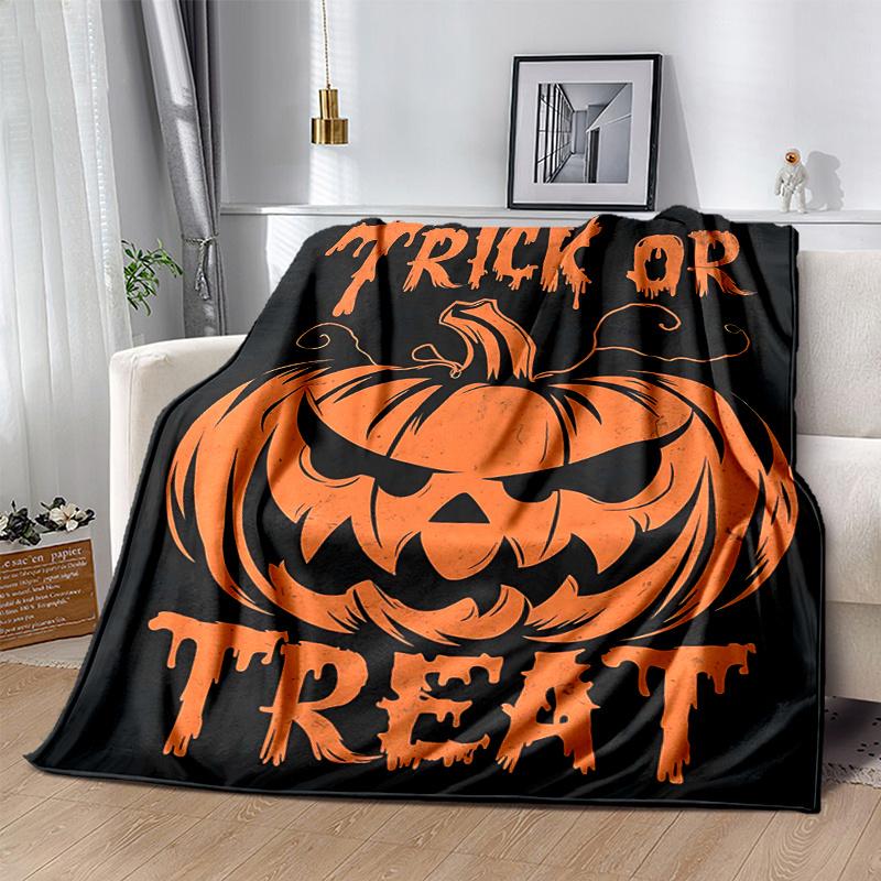 1pc Halloween Trick or Treat Blanket Soft and Warm Home Decorative for All Seasons, Living Room, Travel, Camping, Car Blankets