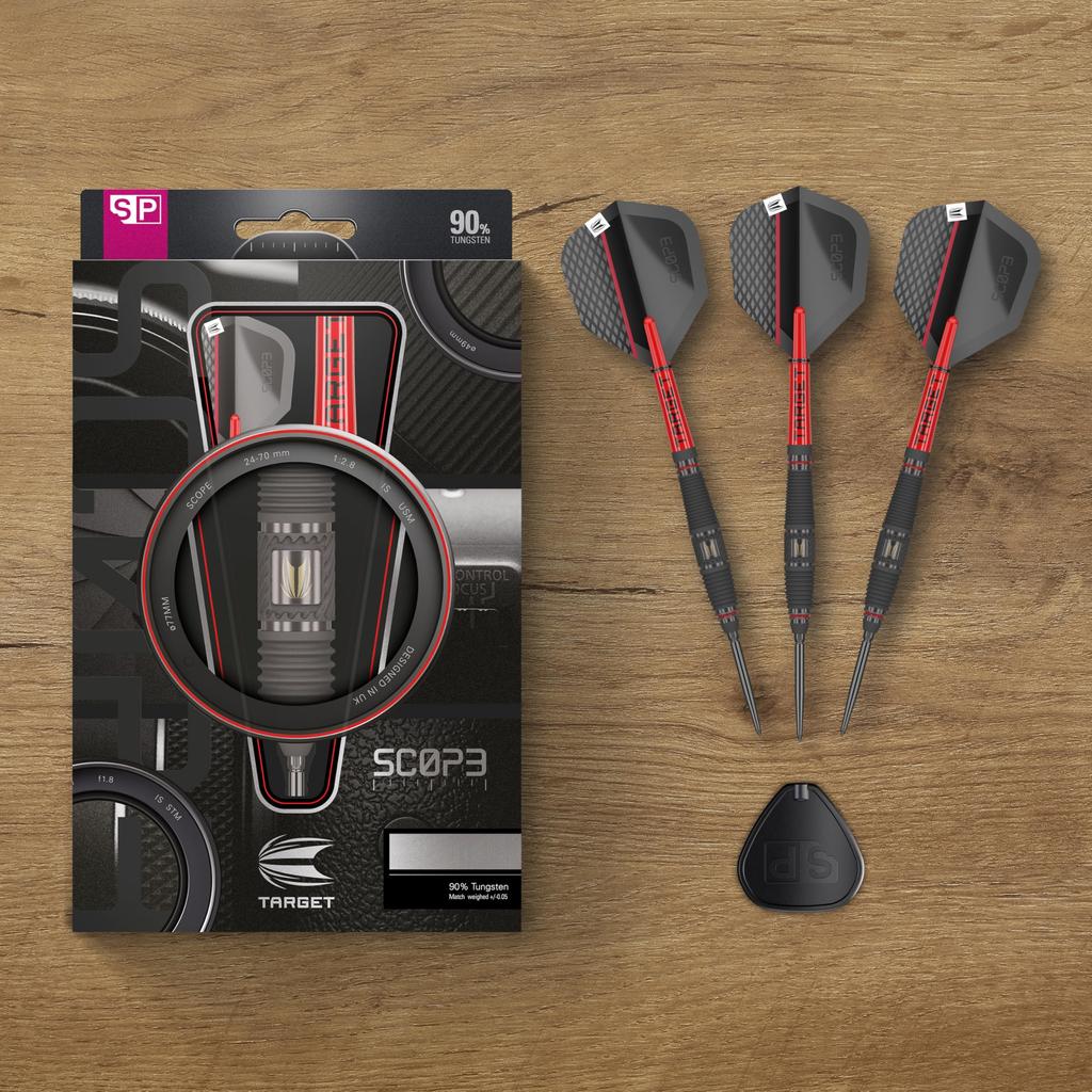 Target Darts Scope Steel Tip Swiss Point Tungsten Dart Barrel Steel Tip Dart Red Black Professional Dart Set with Swiss Points Tools Darts, 90% Set,