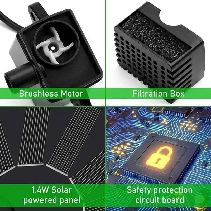 Цветной 7-светодиодный солнечный фонтан, солнечный вращающийся фонтан, 3 Вт, 6 насадок, водяной насос, для улицы, для птичьей поилки, для сада, плавающий, DIY, цистерна