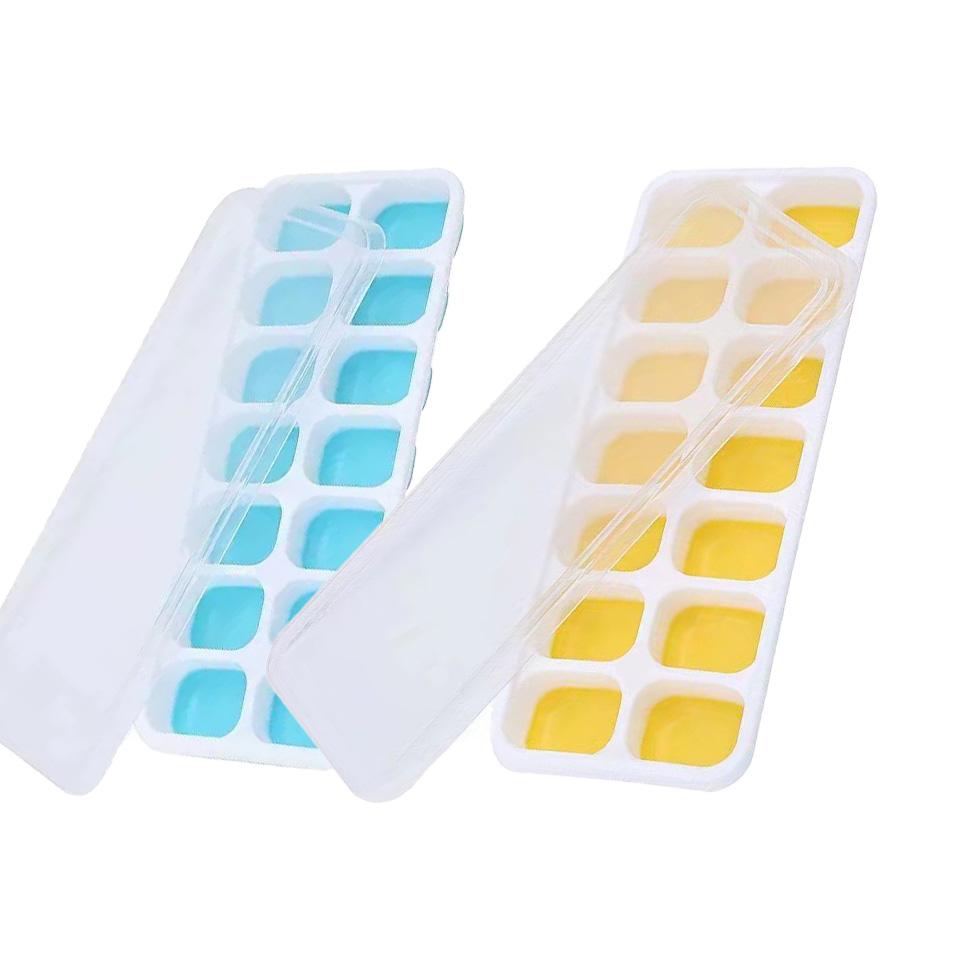 2/4pcs Ice Cube Tray Mold with Lid Silicone Square 14 Cube Easy Release Ice Cube Molds Kitchen Bar DIY Iced Cocktail Freeze Tool 6