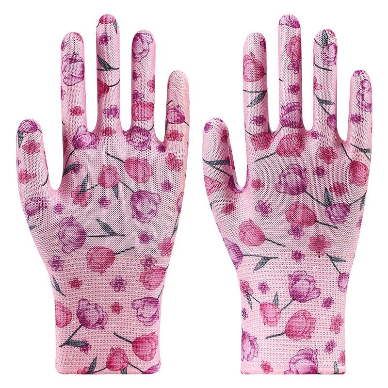 Lightweight Breathable Nylon Gardening Gloves - Wear-Resistant, Multi-Color Patterns