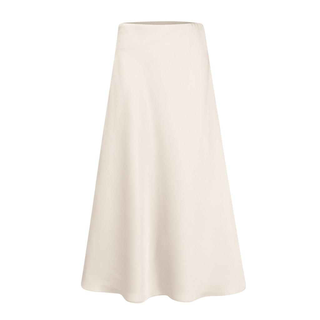 Women's High Waist Skirt Women's A-line Skirt Summer Solid Color Midi Skirt High Waist