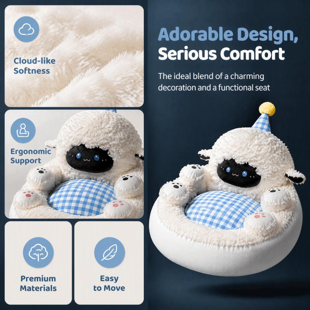 Plush Fabric Floor Cushion Thickened Lazy Seat Pillow Lazy Seat Integrated Floor Cushion  Bedroom