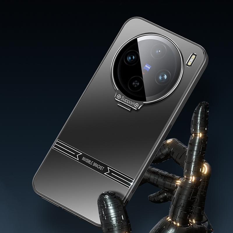For vivo X100 Pro 5G Case Metal Lens Frame PC+TPU Drop-proof Matte Phone Cover with Lens Film