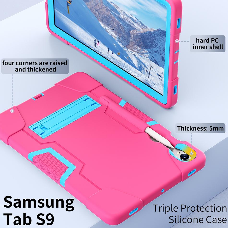 For Samsung Tab Case S10 Lite S9 FE A11 A9 8.7inch Plus A7 Lite A9+ A11+ 11 Inch Stand Tablet Case Thick Shockproof Hard Cover