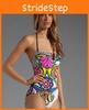 Bohemian Vintage Floral Printed One Piece Bathing Bikini Suit For Stylish Women