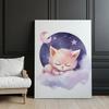 Śpiący Kotek Na Różowej Chmurce Śpiący Kotek Na Różowej Chmurce, 50X70 Cm, Bez Ramy, Płótno Premium Na Blejtramie