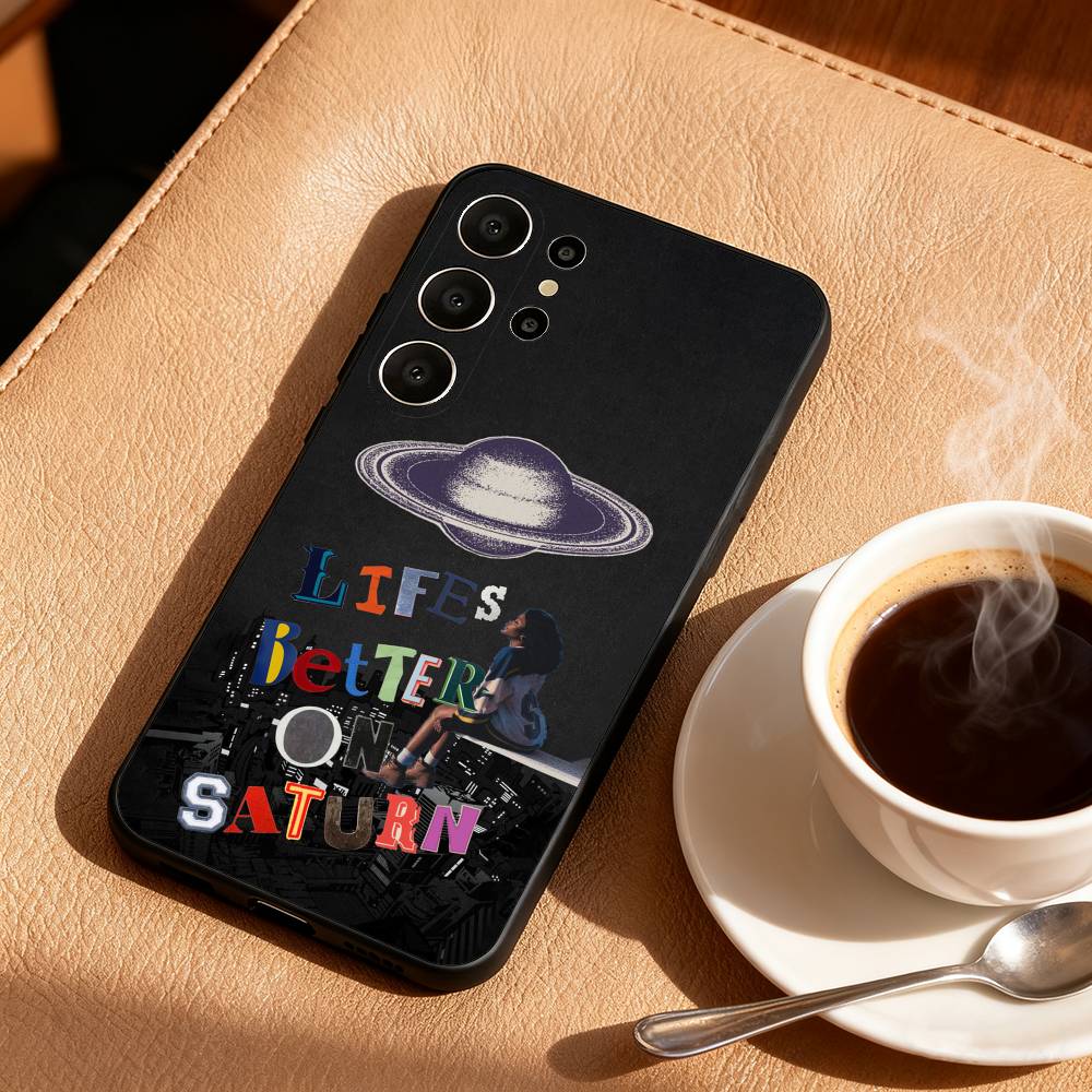 Чехол для телефона S-Сатурн S-Солнечная система Для Samsung S26,S25,24,23,22,30,21,10,9,Ultra,Plus,Lite,Черный Мягкий Чехол