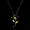 Colorful Natural Zircon Rose Pendant European and American Retro Tree Leaves Branch Color Necklace