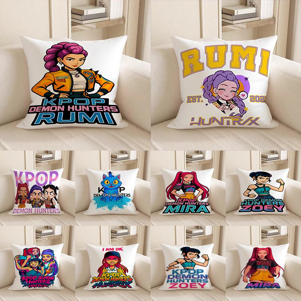 KPop Demon Hunters KPOP Demon Hunter Series Pillowcase: Colorful Character Pattern Fashion Home Decoration