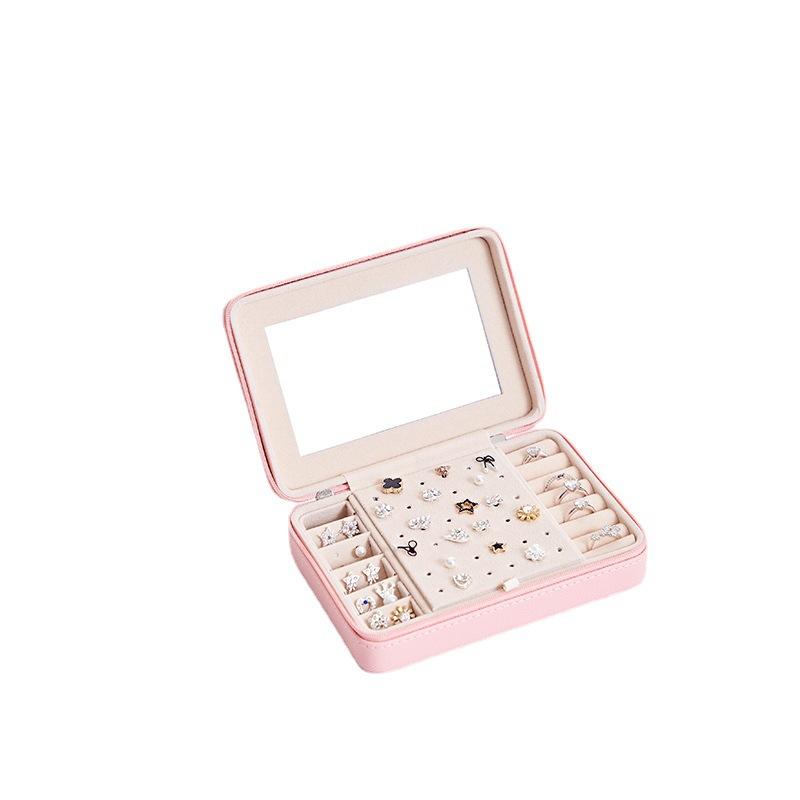 Portable Jewelry Storage Box with Mirror Inside, Earrings, Stud Rings, Hand Jewelry Storage Traveling Box, Gift for Mother`s Day and Christmas
