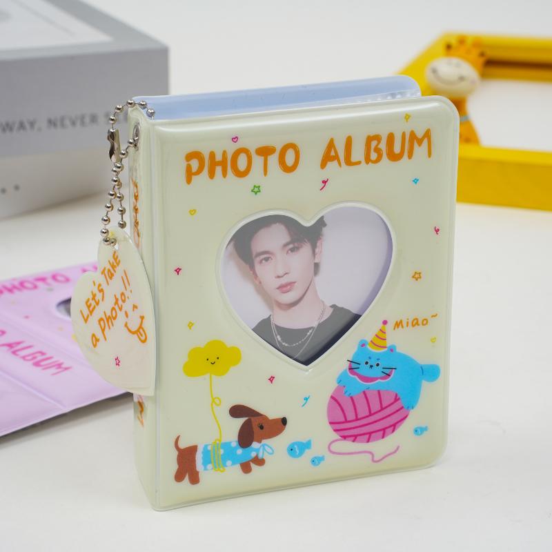 Kpop Idol Collection Storage, 3-Inch Mini Photocard Holder with 36 Pockets, Cute Puppy Love Album
