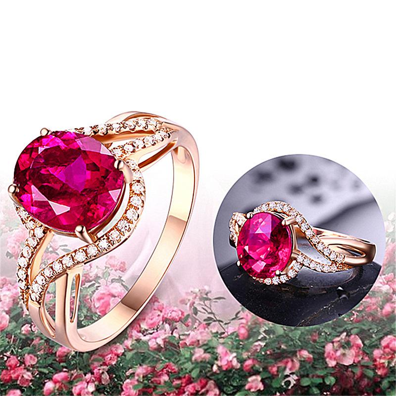 Elegant and Minimalist Socialite 2-carat Tourmaline Red Ring with Multiple Luxurious Diamond Studded Rings 2026