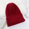 Женская зимняя вязаная шапка с утолщенной флисовой подкладкой - Простая модная шерстяная шапка-бини