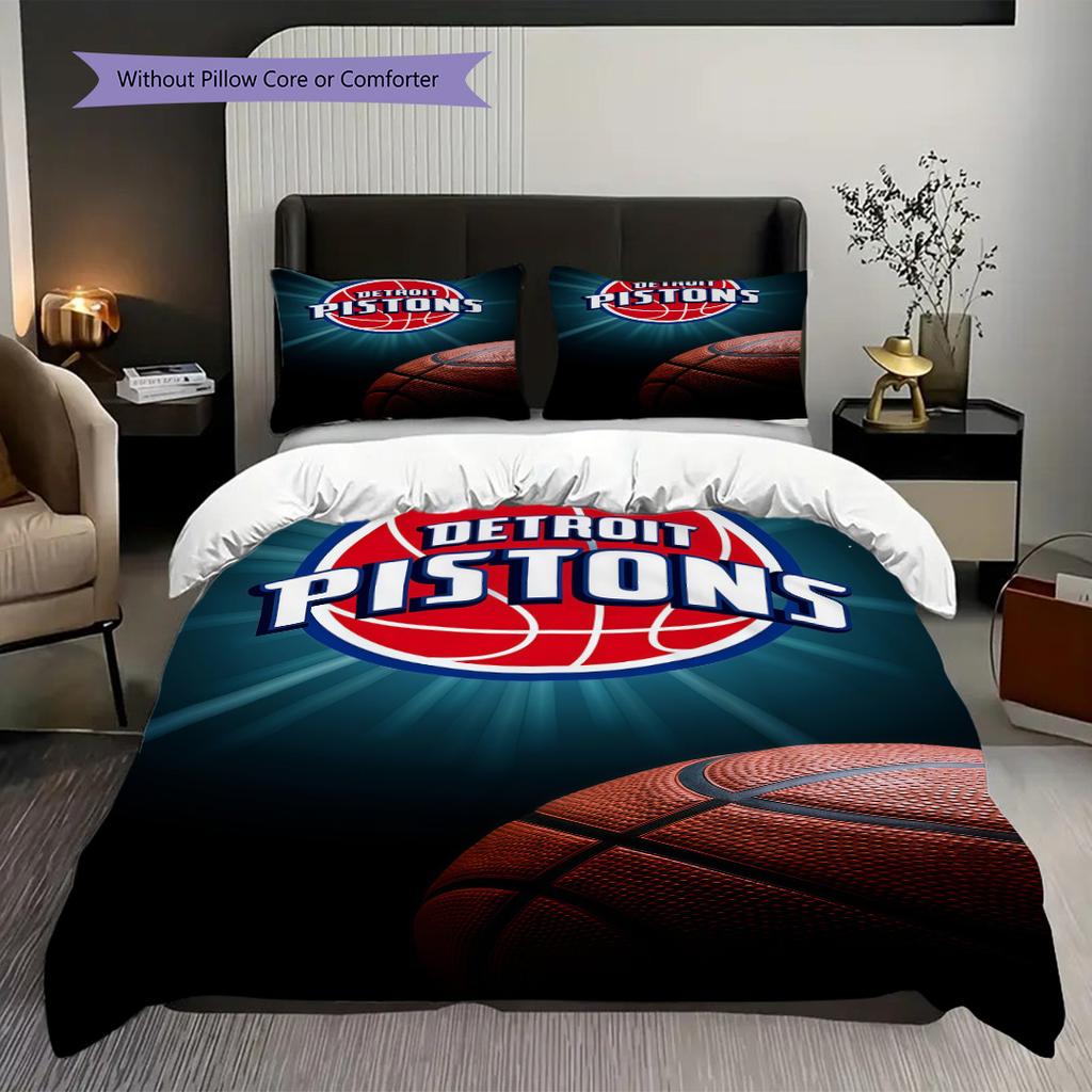 Detroit Pistons Basketball Theme Bedding(1 * duvet cover + 2 * pillowcase, without core) Christmas birthday gift Duvet cover and pillowcase
