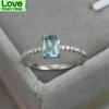 Rectangle Aquamarine Lab Gemstone Ring Light Blue Zircon Geometric Rings For Women 925 Sterling Silver Engagement Bands Jewelry