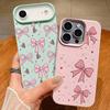 Чехол с принтом розовых бантиков для iPhone 17 Pro Max iPhone 16 15 14 13 Pro Max 11 17e 16e Роскошная кожаная текстура Мягкий силикон Матовое покрытие