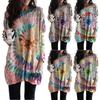 2026 Autumn/Winter Women's Cross-border Printed Spiral Batwing Sleeve Hoodie Dress