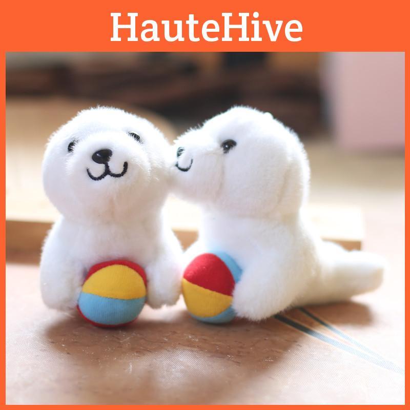 Милый плюшевый брелок в виде тюленя, пушистая игрушка, ультрамягкое чучело животного, аксессуар для сумки