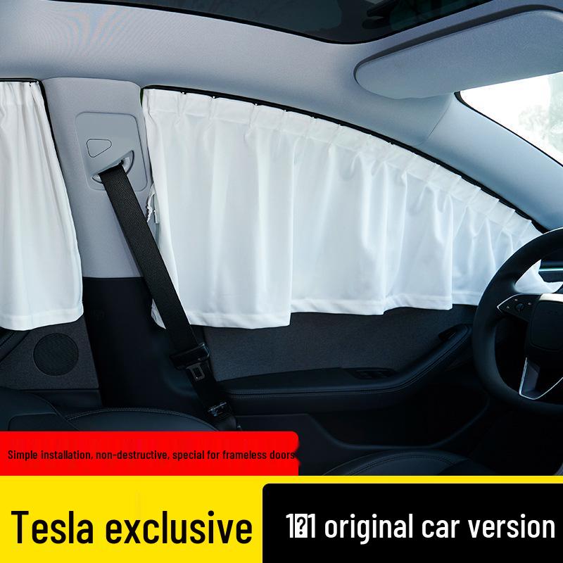 Tesla Model 3/Y Sunshade Privacy Curtains - Track-Type Side Window Blackout Accessories