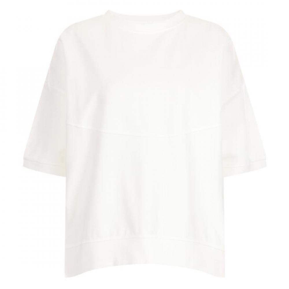 Shop Women Round Neck Back BuTTon Round CuT ShorT Sleeve T shirT Ivory Rbe Wsh