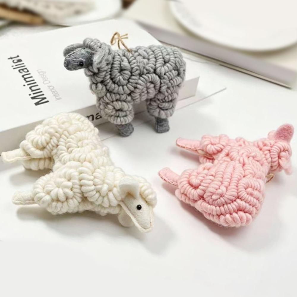 Wool Felt Sheep Ornament Circle Texture Wool Felt Decor Cute Christmas Decor Scene Layout