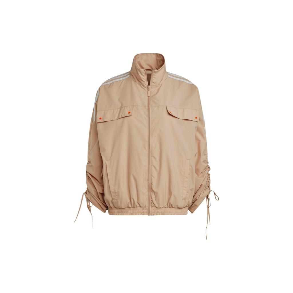 Adidas Originals Trefoil Logo Print Stripe Stand Collar Jacket Women Jacket Khaki HM1700