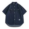 Японский ретро модный бренд летняя свободная джинсовая рубашка с короткими рукавами художественная молодежная рабочая рубашка мужская и женская многослойная куртка