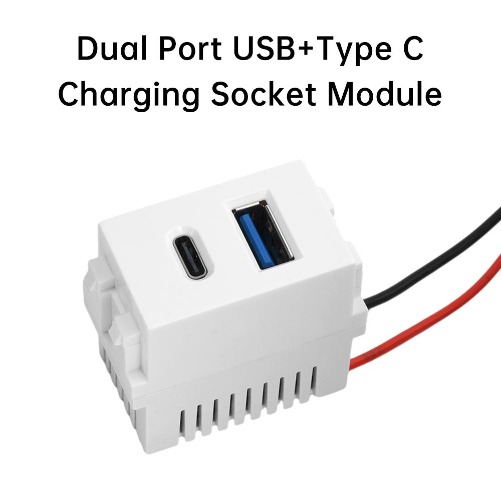 5V2.1A Type 128 USB Power Module 220V Socket Dual Port USB+Type C Charging Socket Module Switching Power Supply Modules