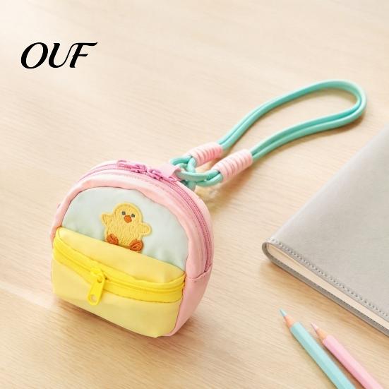 Decorative Embroidery Coin Wallet Small Purse, Macaron Style Mini Backpack Pendant with Lanyard, Lightweight Kawaii Pouch Double Zippered Compartments