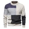 Men's Sweater Autumn and Winter American Trendy Brand Color Matching Crew Neck Knitted Sweater Men's Sweater Bottoming Shirt