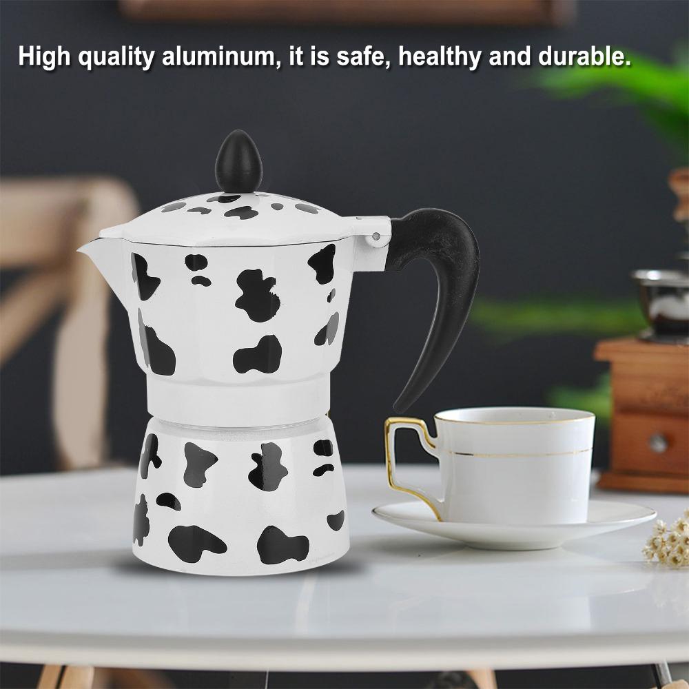 Aluminium Moka Pot Milk Cow Color Coffee Maker Coffee Brewing Aluminium Coffee Pot  Coffee Shop