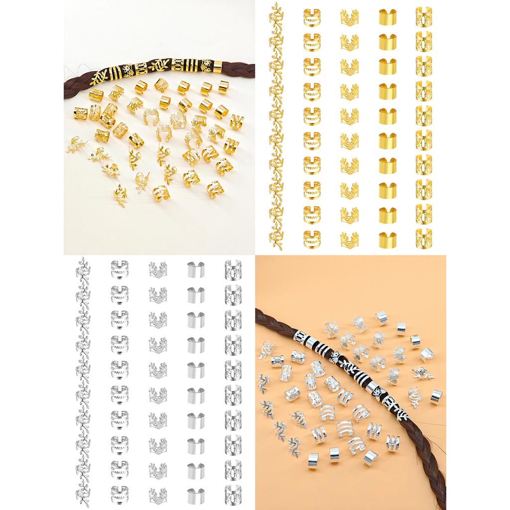 100pcs Elegant Golden Alloy Hair Jewelry for Braids, Solid - Vintage-Inspired Accessories for Men & Women's Dreadlocks