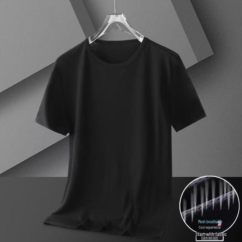 Распродажа мужской летней одежды: Футболка Ice Silk Mesh с короткими рукавами, однотонная