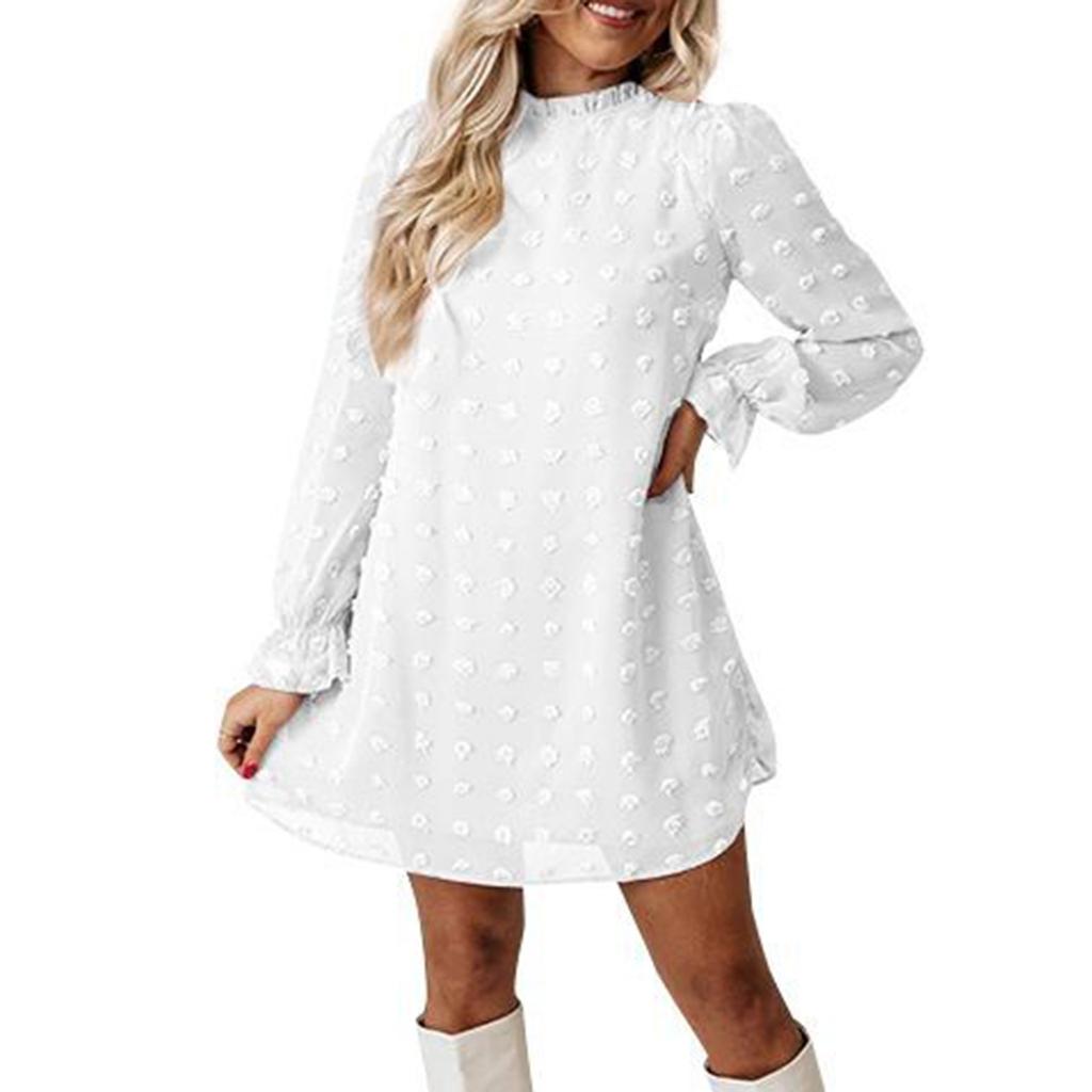 Женское модное осеннее и зимнее новое платье с кружевным воротником и длинными рукавами