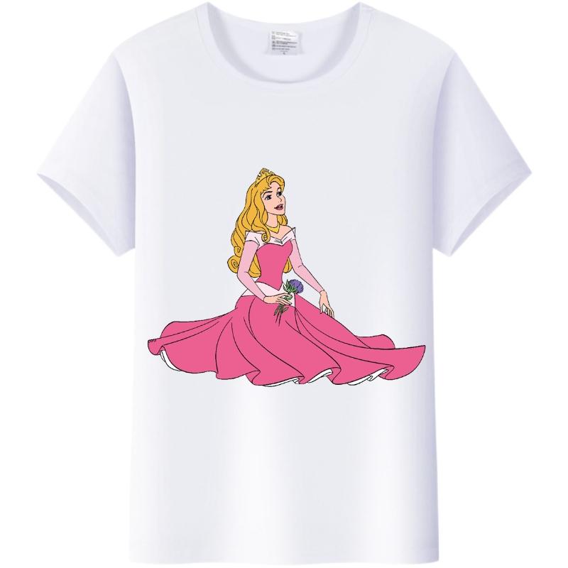 Casual Unisex Cartoon Tee Sleeping Beauty Princess Graphics Shirt Summer Punk Top Plus Size T-Shirts Clothes Blouse