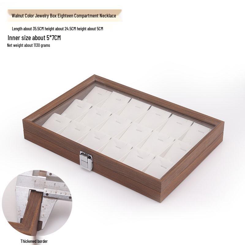 Шкатулка для украшений из орехового дерева с белой кожей и крышкой, пыленепроницаемое хранилище для серег, колец, ожерелий и браслетов.