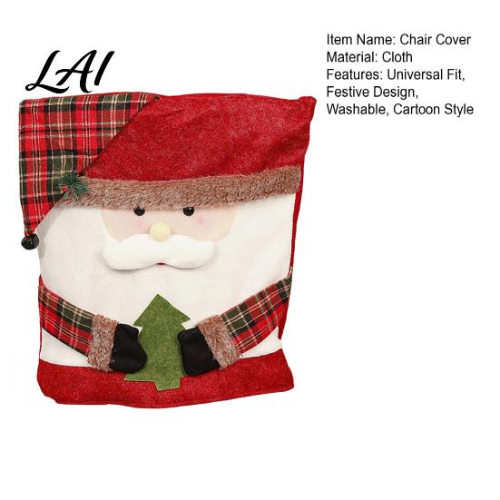 Removable Seat Covers for Dining Christmas Chair Cover Washable Protector Santa Snowman Kitchen Deer Slipcover Home Holiday Party Decor Stretchable