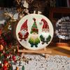 Christmas Embroidery Kit for Beginners And Adults Gnome Xmas Tree House Cross Stitch Kit with Embroidery Hoop Needles And Thread