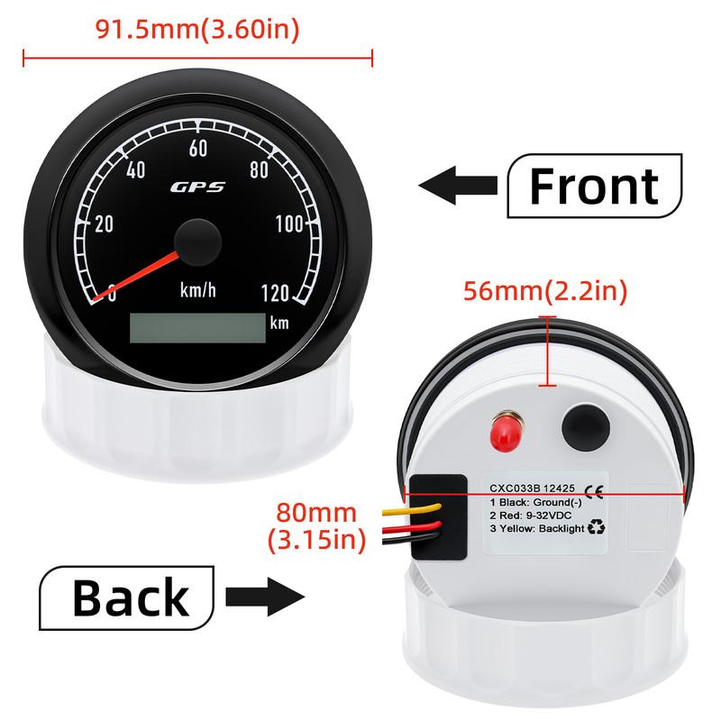 ZMFJH 80MM GPS Speedometer Gauge with GPS Antenna 7 Color Light for Marine Boat Yacht Auto Car 0-60KMH,0-80KMH,0-120KMH,0-200KMH