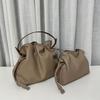 New Soft Cowhide Drawstring Lucky Bag Bucket Bag Size Single Shoulder Crossbody Bag Multi-functional Pleated Bag