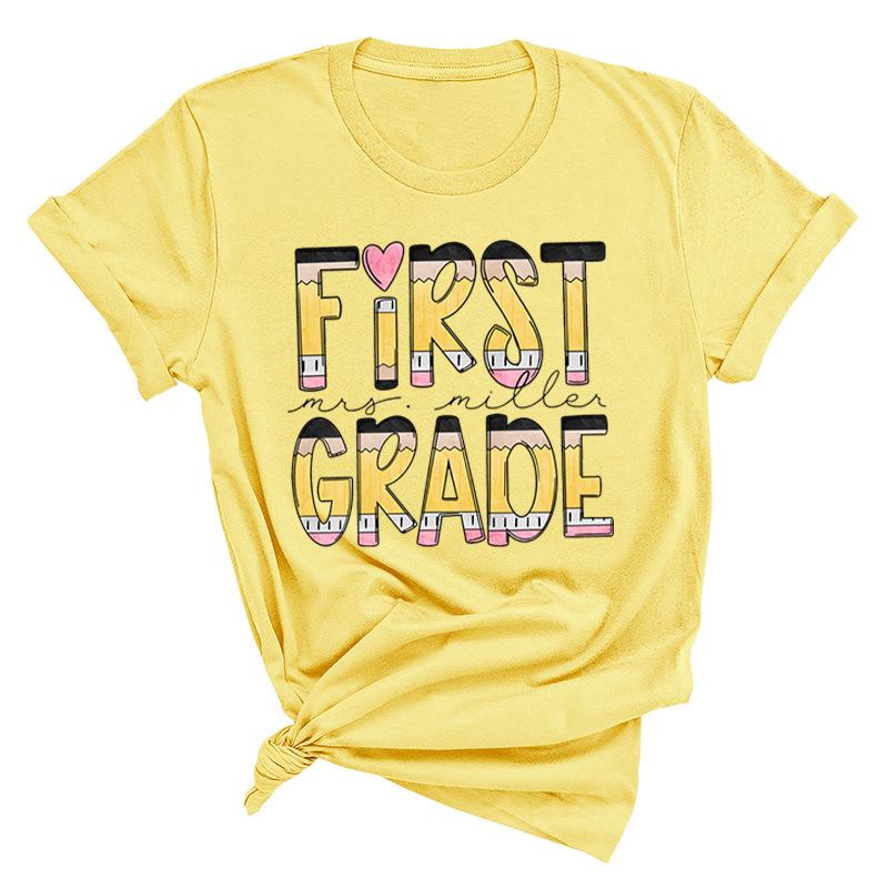 Футболки женские из чистого хлопка с короткими рукавами и круглым вырезом, повседневные, с принтом букв, летние, первого класса