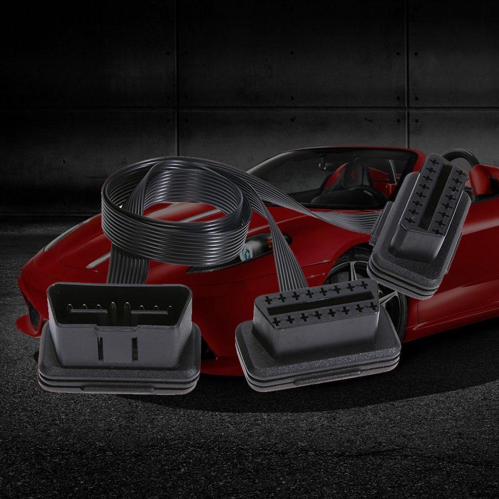 16-контактный соединительный кабель с угловыми разъемами OBD2, адаптер кабеля «папа-мама», угловой разветвитель для диагностического удлинителя