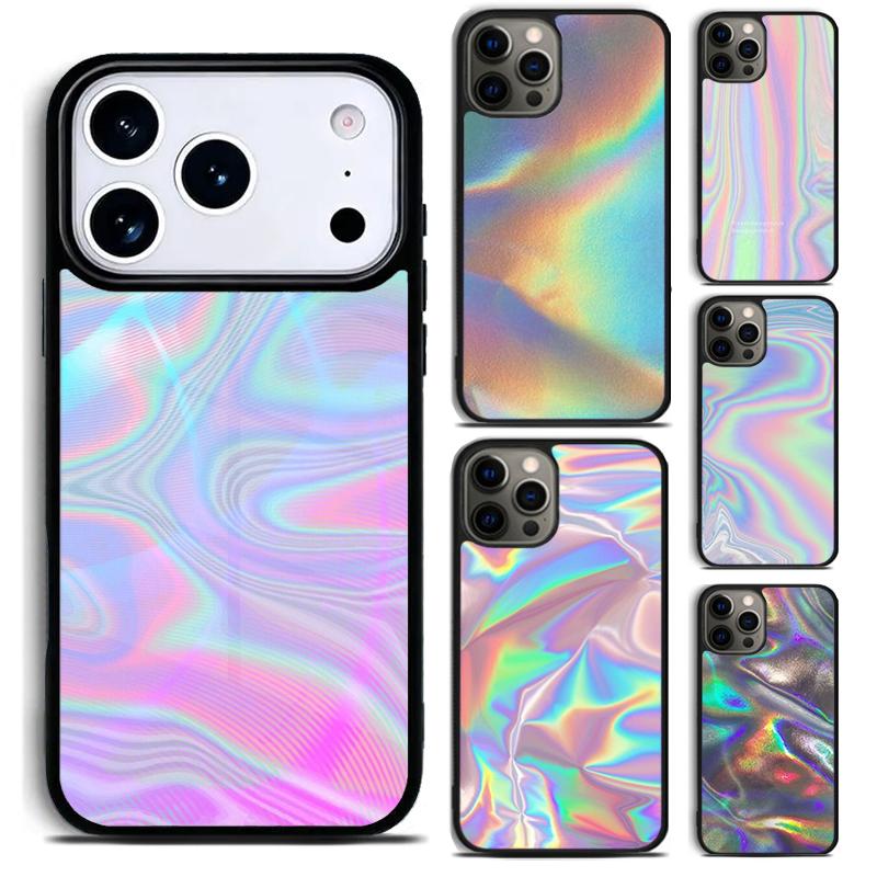 Holographic Trippy Rainbow Phone Case for iPhone 17 16 15 Pro Max Air 14 13 12 11 Plus Shockproof Cover