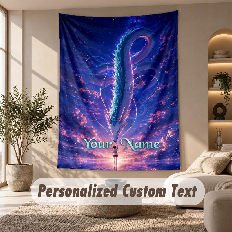 Tapestry Custom Name Text, Wall Hanging Tapestry Home Room DecorSpirited Away