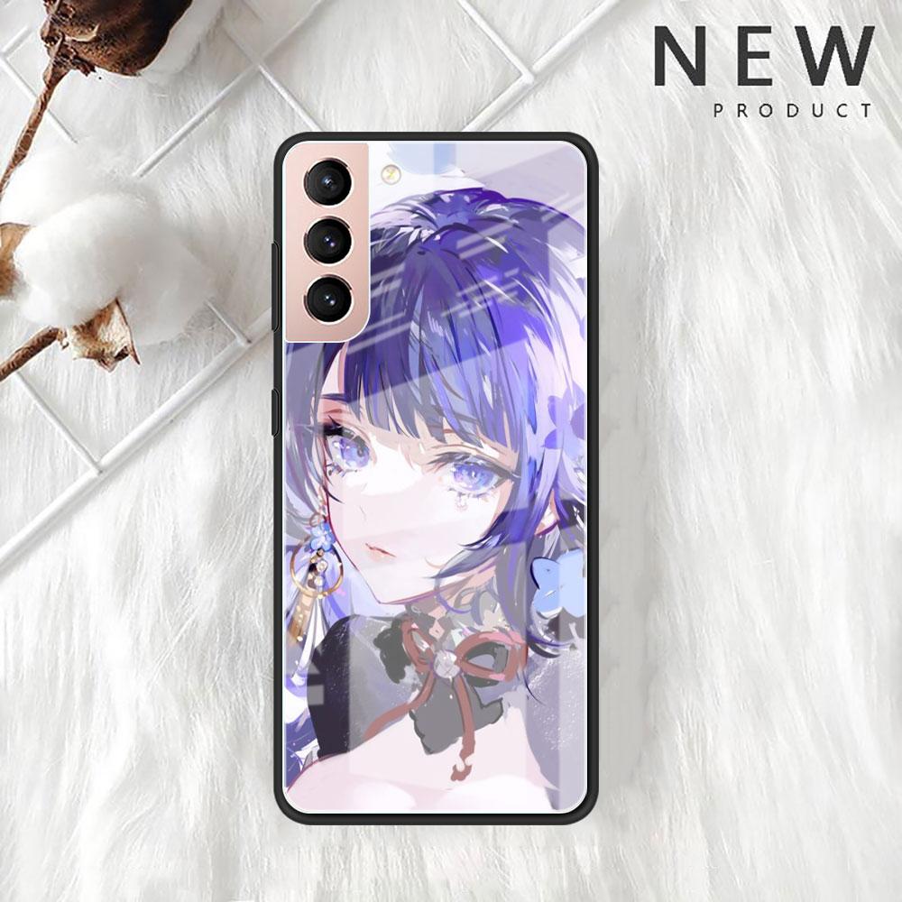 Чехол Genshin Impact Raiden Shogun Baal Glass для Samsung Galaxy S22 S20 FE S21 Plus, чехол для телефона S10 5G S9 Note 20 Ultra 10 Shell